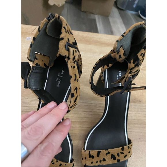 Rag & Bone Ellis Cheetah Print Animal Print Sandals Block Heels Sz 37.5, MP $425 - Picture 3 of 11
